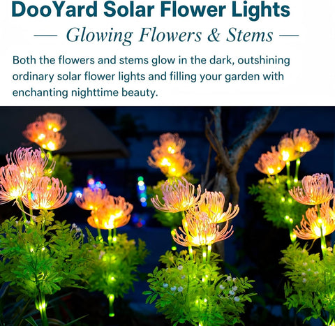 Solar Garden Lights Outdoor, LED Glowing Flower & Stem (4 Pack)