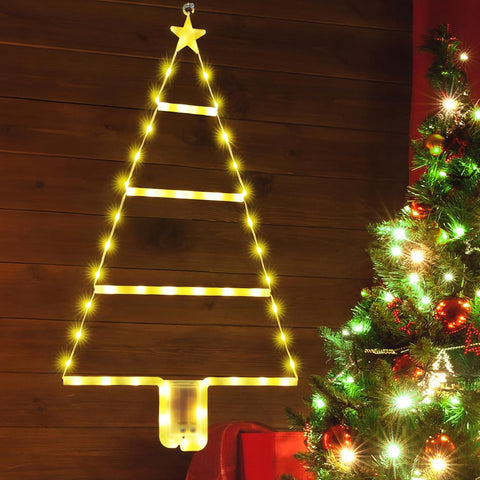 Moxled 2ft Warm White LED Ladder Christmas Lights with Timer – Battery Operated