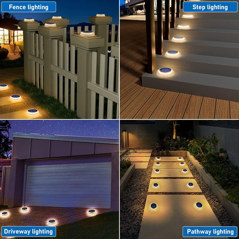 YiLaie Solar Decking Lights, Solar Step Ground Light IP68 Waterproof 4 Pack