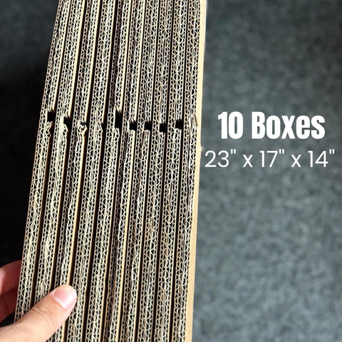 10 Double Wall Cardboard Packing Removal Moving House Boxes Large 58cm x 42cm x 35cm (23" x 17" x 14") with Printed Room Checklist, Carry Handles and 66 Metres Fragile Tape | Made in Britain