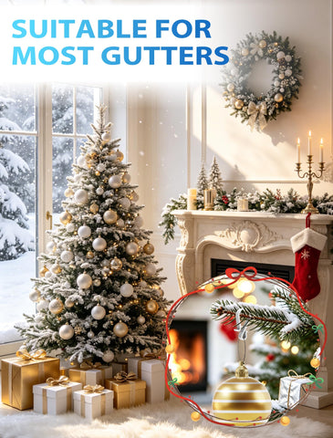 60 Pack Gutter Hooks for Outdoor Lights – S Clips for Hanging Christmas & Fairy Lights on Gutters – Make Festive Lighting Easier to Hang and Easier to Enjoy