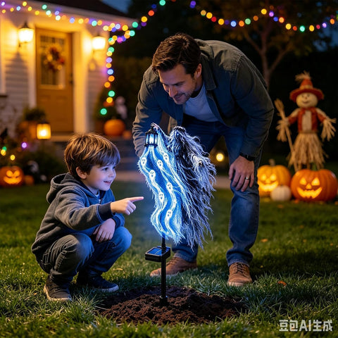 Spooky Garden Stake Halloween LED Light Decoration, Creepy Yard Lamp, Bla