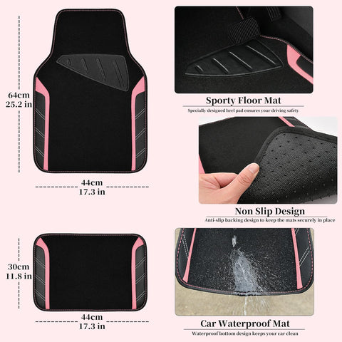 Car Microfiber Steering Wheel Cover and Waterproof Floor Mats Combo