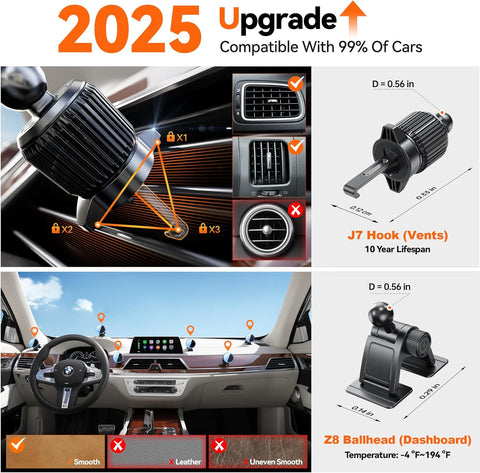 Beser 15W MagSafe Car Mount Charger – Strong 4.16 lbf Magnetic Hold, Qi Wireless Fast Charger for iPhone 12–16 Series