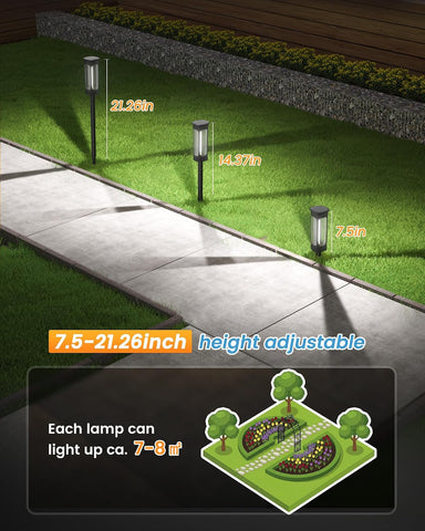 VOLISUN Solar Lights Outdoor Garden,4 Pack LED Garden Lights Solar Powered Waterproof, Landscape Lighting,Cool White Auto On/Off Pathway Lighting for Patio, Lawn, Yard, Landscape, Walkway, Path