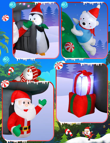 7 FT Inflatable Mushroom Christmas Tree with Rotating LED Lights – Outdoor Holiday Decoration