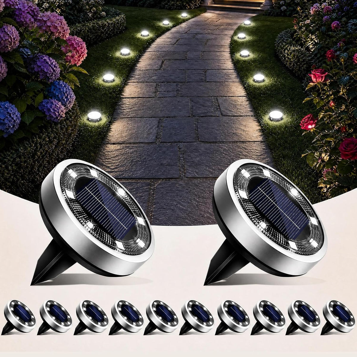 vighep Solar Lights Outdoor Garden, 12 Pack Solar Ground Lights