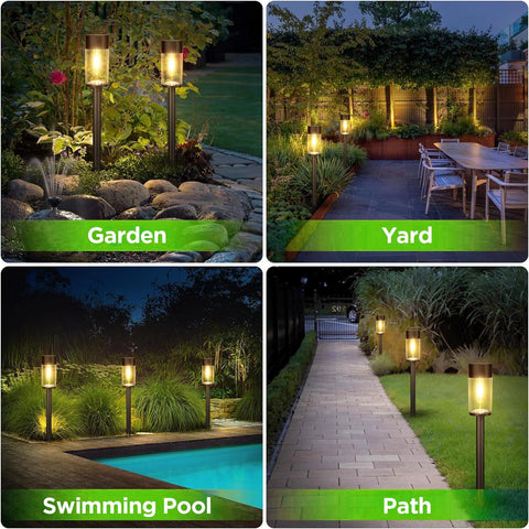 UME 2 Packs Solar Pathway Lights Outdoor, 3000K LED Landscape Lighting for Yard, Lawn, Walkway, Driveway, Patio Decor