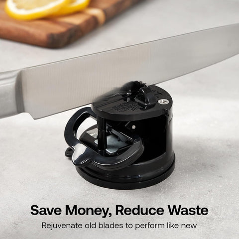 AnySharp Knife Sharpener – PowerGrip Suction Base | Hands-Free Safety | Sharpens All Kitchen Knives | Ideal for Hardened Steel & Serrated