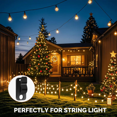 BQMEZRNUS 50 Pack Q-Hanger Screw-In Hooks with Safety Buckles – Black PP and Stainless Steel Hooks for String Lights, Plants, Garden, Garage & Party Decorations