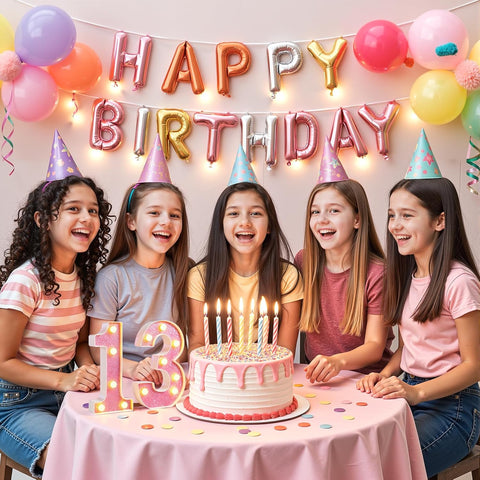 13th Birthday Decorations LED Light Up Numbers, Pink Marquee Number Lights for Girls, Light 13 Sign for Birthday Party Backdrop Anniversary Home Decor