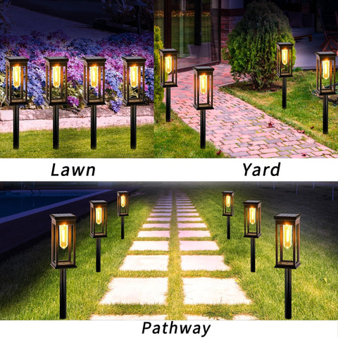 Solar Lights Outdoor Garden, 6 Pack Garden Lights Solar Powered Waterproof, Auto On/Off Warm White Pathway Light Ideal for Lawn, Yard, Path, Patio ＆ Landscape