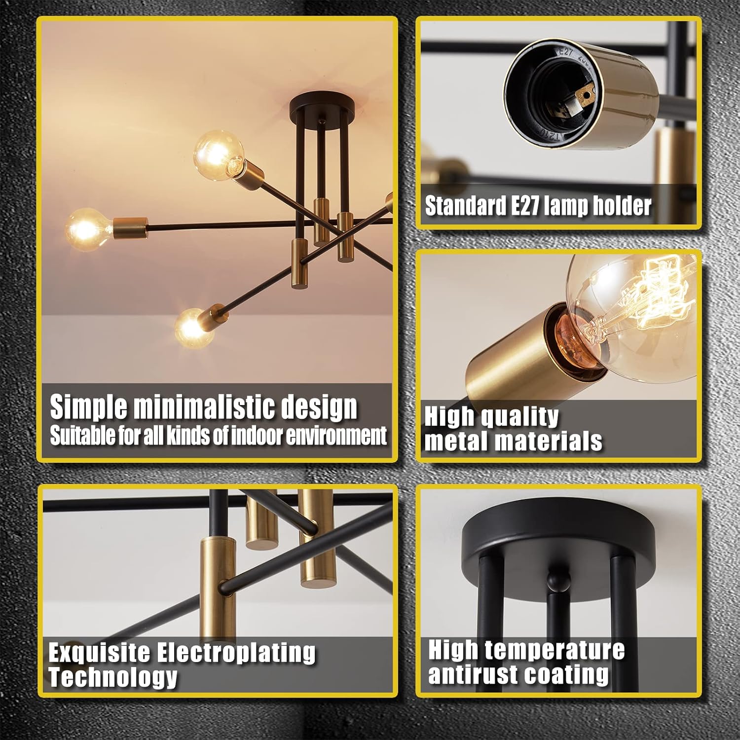 Chandelier with features highlighted on a dark background