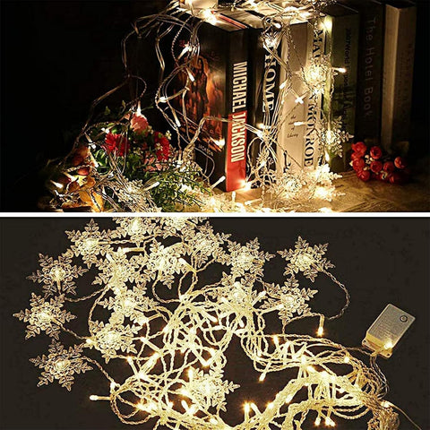 LED Curtain String Lights 3.5M – 96 Warm White Snowflake Fairy Lights