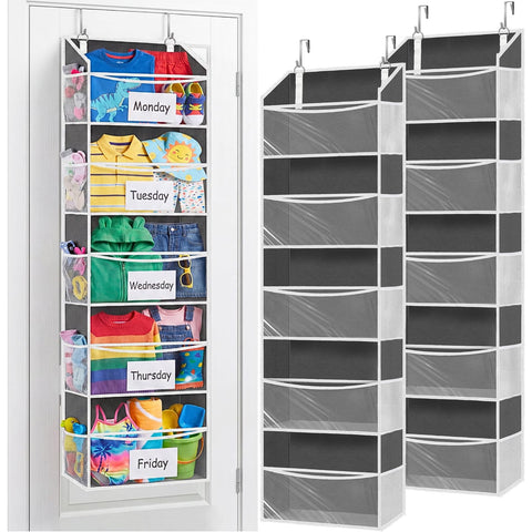 Ofiray-Home Over The Door Storage Organiser – 5-Tier, 10 Compartments, Pink Hanging Storage with 10 Side Pockets