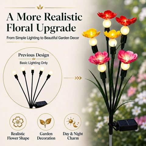 Solar Garden Lights 4 Pack, Swaying Flower Firefly Stake Lights