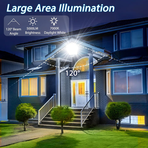 50W LED Security Light Outdoor Motion Sensor Floodlight 5000LM IP67