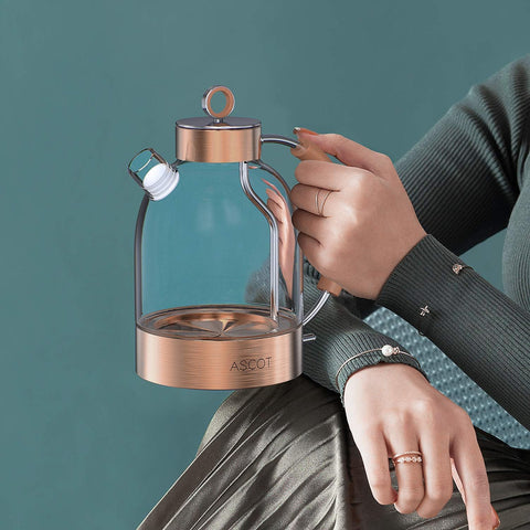 1.5L Glass Electric Kettle – Tea Heater & Hot Water Boiler, BPA-Free, Auto Shut-Off & Boil-Dry Protection – Rose Gold