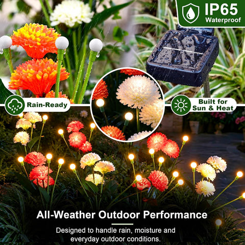 Solar Swaying Firefly & Flower Garden Lights Outdoor (4 Pack)