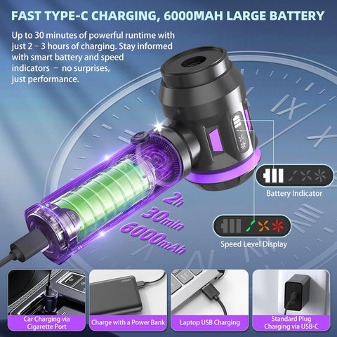 JEMORA Handheld Vacuum Cleaner Black 22000Pa Cordless Car & Home