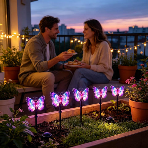 Solar Outdoor Stake Lights Butterfly LED Lighting Decor Pathway Lamp