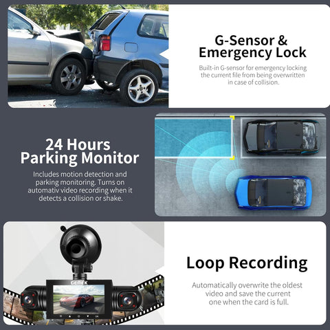 GEMEK 4-Channel 360° Dash Cam with 1080P Front & Rear, Night Vision