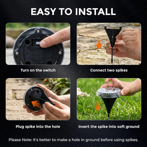 Solar Lights Outdoor Garden - 10 Pack Solar Ground Lights, 8 LED White Solar-Powered Disk Light Outdoor, IP65 Waterproof Landscape Lighting for Garden Pathway Lawn Patio Yard