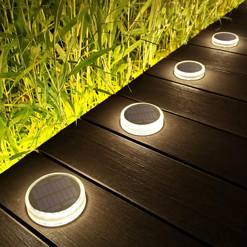 Lacasa Solar Decking Lights 4 Pack 30LM LED Step Lights, Auto ON/Off, IP68 Waterproof, Natural White, Outdoor Garden Driveway Pathway Lighting