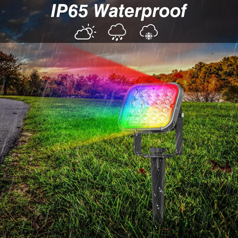 T-SUN 6-in-1 Garden Spot Lights Mains Powered, Remote & App Control, RGB