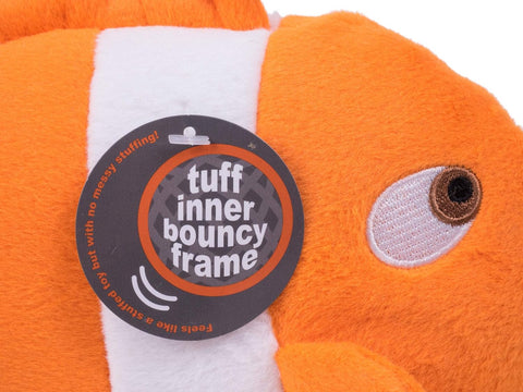 Petface Seriously Strong Plush and Rubber Fish Dog Toy, Orange