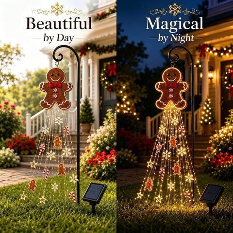 Christmas Solar Lights, Gingerbread Man Stake, Outdoor Pathway Garden Lamp