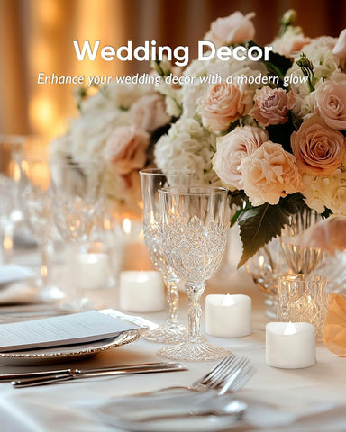 24 Pack Cool White LED Flameless Tea Lights, Battery Operated Flickering Candles with Long Battery Life for Wedding & Holiday Décor