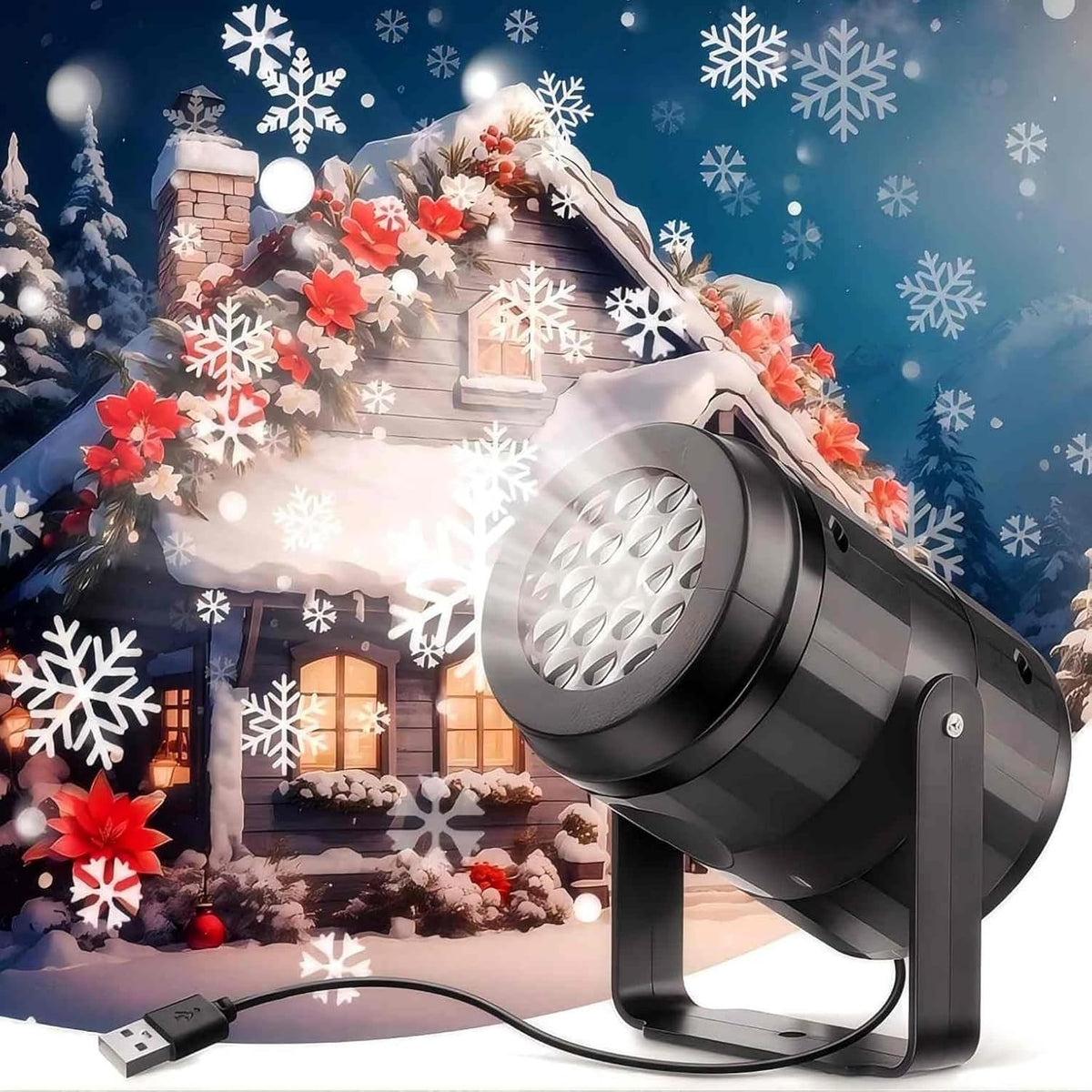 Christmas Projector LED Light – Waterproof Snowflake, Snowman & Christmas Tree Projection Light for Indoor & Outdoor Festive Decoration