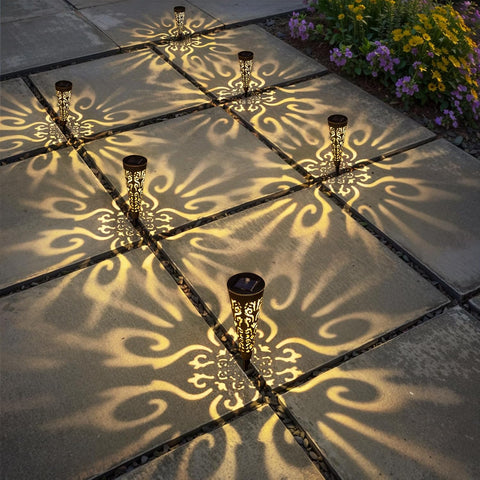6Pcs Solar Lights Outdoor Decorative Conical Garden Stakes for Patio, Yard, Lawn, Pathway Decor Landscape Lighting (Black)