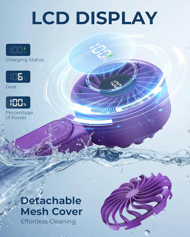 Handheld Fan, Portable Fan with 4000mAh Rechargeable Battery, LED Display Hand Fan with 6 Speeds, Mini Fan 180° Foldable for Home Office Travel Outdoor Bedroom