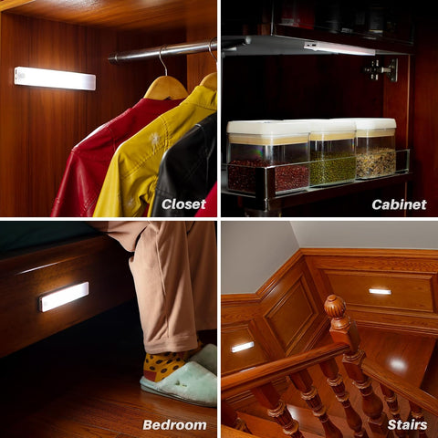 STAR-SPANGLED 8” Rechargeable LED Motion Sensor Lights 2 Pack – 160 Lumen Cordless Under Cabinet Lights for Kitchens, Bedrooms & Storage Spaces - Light Up Dark Corners Without Lifting a Finger