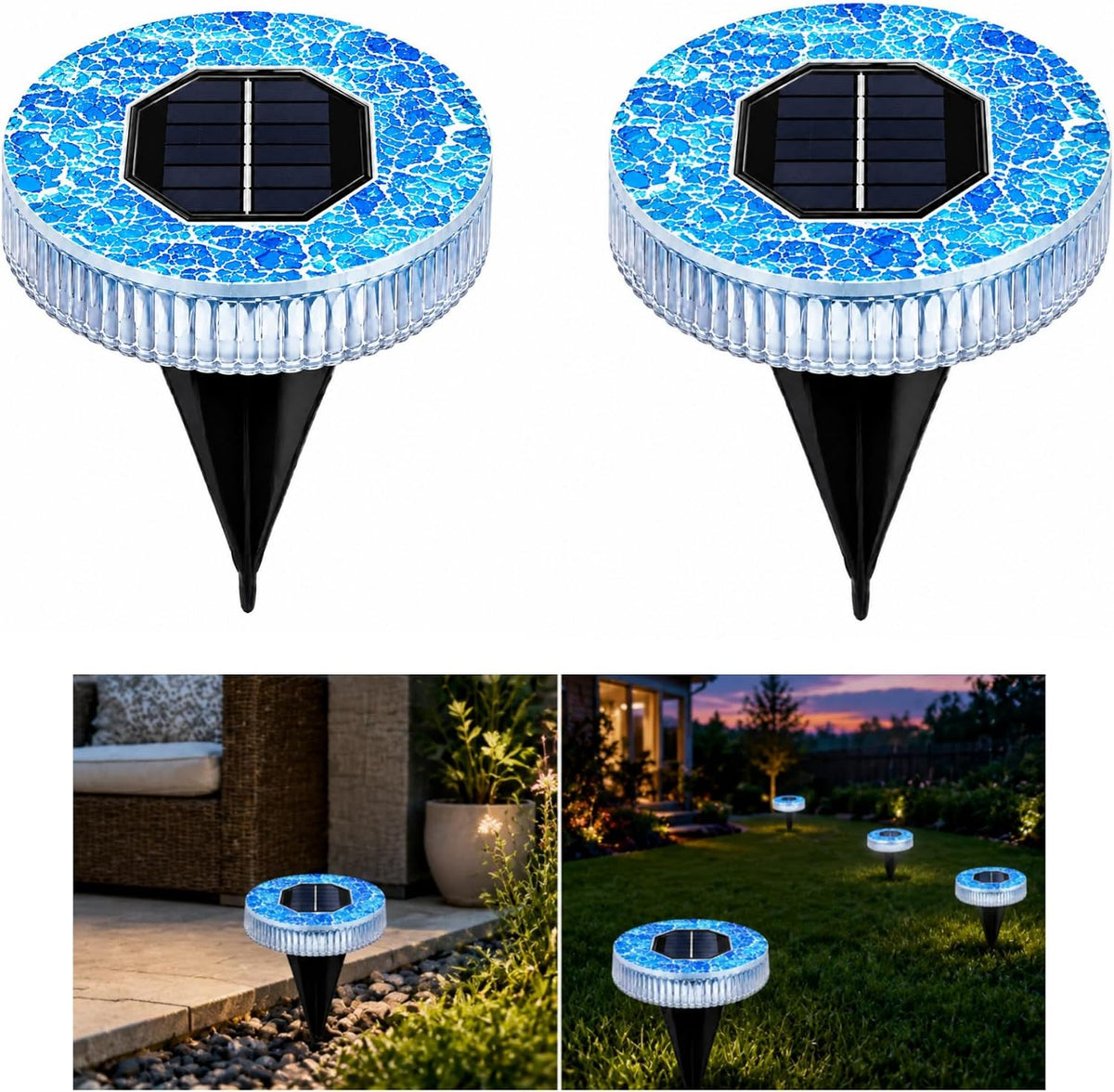 Mosaic Solar Lights Outdoor Solar Waterproof Garden Lights Easy to Install