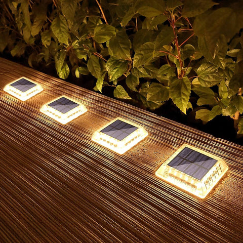 Lacasa 4 Pack 30LM IP68 Waterproof Solar Garden Light for Staircase Paths Paths Patio Bridge Dock, Warm White 2700K