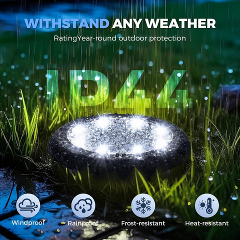 Mini Solar Ground Lights, 10 Pack Solar Lights Outdoor Waterproof,Solar Garden Disk Lights Landscape Lighting for Outside Pathway Deck Yard Patio Lawn Driveway Walkway Decor Cool White