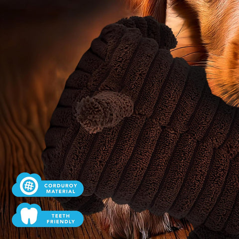 Brown Monkey Plush Dog Toy with Squeaker