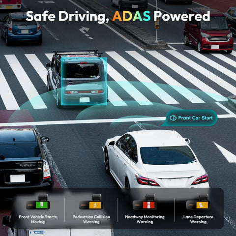 BOTSLAB 4K Front and 2K Rear Dash Cam with GPS, WiFi & ADAS