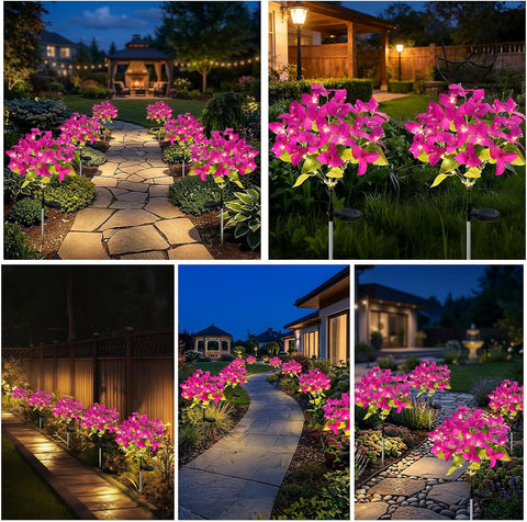 Joyoldelf 2 Pack Purple Bougainvillea Solar Lights for Outdoor Garden