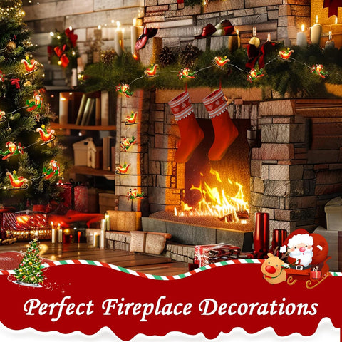 Christmas 10ft 30 LED Santa Sleigh String Lights | Battery Operated Fairy Lights for Indoor & Outdoor Xmas Tree, Window, Patio, Home & Gift Decorations