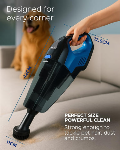 KEPLIN Black/Blue Cordless Handheld Vacuum Cleaner – Wet & Dry, 30-Min Runtime