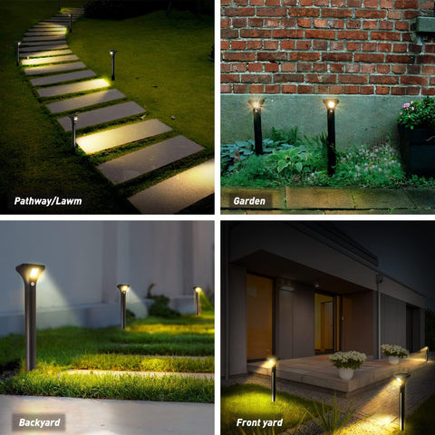 AURAXY LED Motion Sensor Pathway Lights - Solar Powered, Waterproof, Warm White (4 Pack) for Outdoor, Backyard, Garden, Driveway