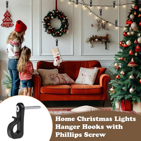 50 Pack Q-Hanger Screw-in Hooks with Safety Buckle – Heavy-Duty Outdoor Hooks for String Lights, Fairy Lights, Plants & Decorations – Hang Your Lights with Confidence, Whatever the Weather