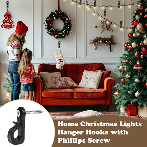 50 Pack Q-Hanger Screw-in Hooks with Safety Buckle – Heavy-Duty Outdoor Hooks for String Lights, Fairy Lights, Plants & Decorations – Hang Your Lights with Confidence, Whatever the Weather