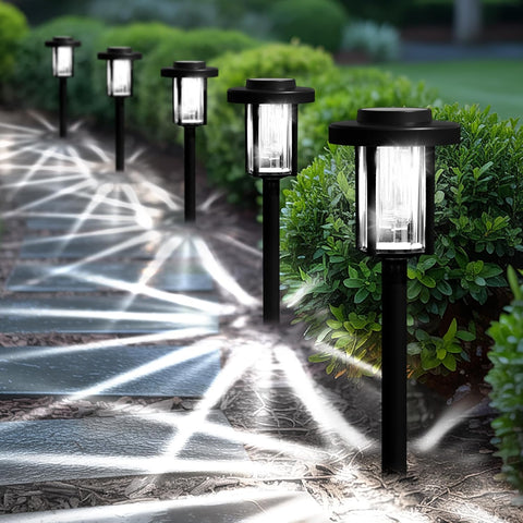 Solpex Solar Lights Outdoor, 6 Pack LED Garden Pathway Lights, Waterproof Solar Powered for Garden, Patio, Landscape, Walkway, Cold White