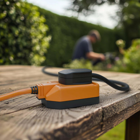 Masterplug One Socket Single Outdoor Extension Lead, 15 Metre Cable, Cable Tidy, Unswitched, Heavy Duty, Rewireable, 1-Way Plug Extension Cable, Orange, 13A, 1G, 15m, CT1513