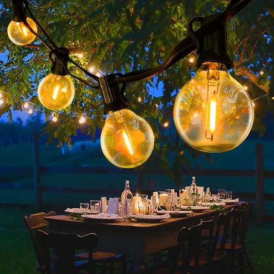 LED Outdoor String Lights, 102FT Garden String Lights Mains Powered, Festoon Lights with 55+3 Bulbs for Indoor & Outdoor Décor Wedding Patio Cafe Party
